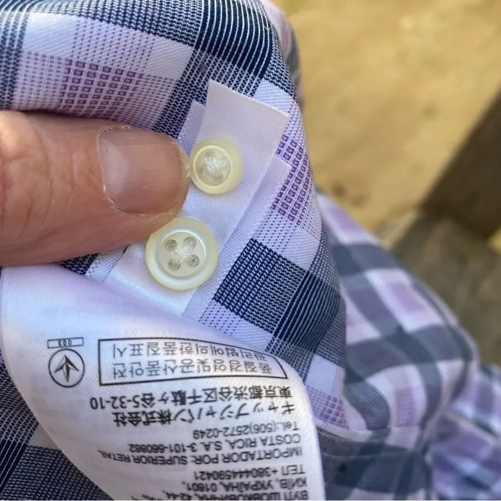 Banana Republic purple plaid dress shirt men's sz large
